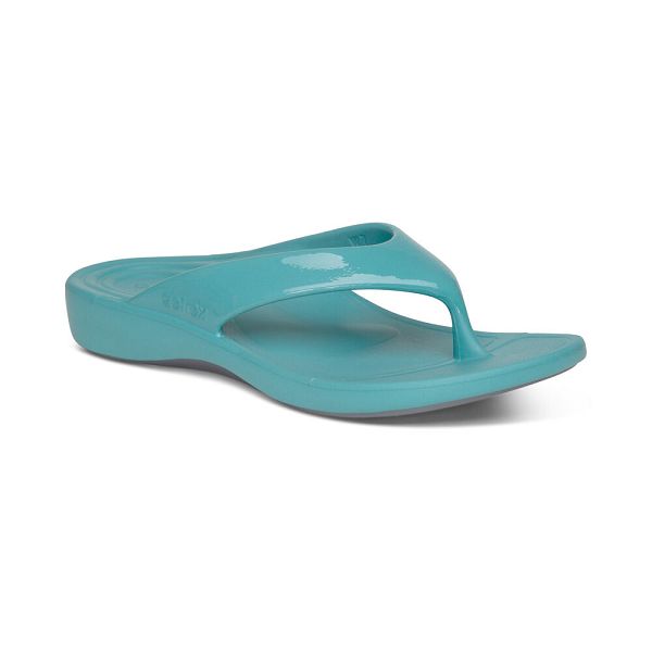 Aetrex Women's Maui Flip Flops - Blue | USA PMBOMBN